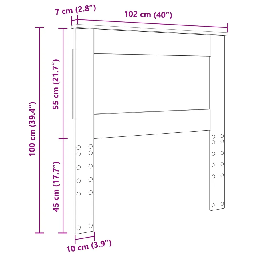 Tête de lit Gris béton 100 cm Bois d'ingénierie - 8