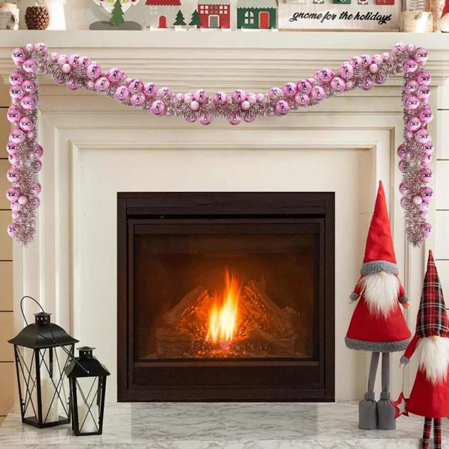 Guirlande de Boules de Noël Rose 186 cm Polystyrène