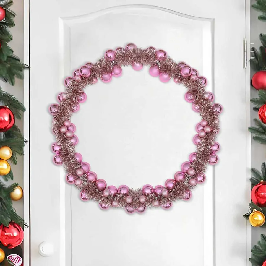 Guirlande de Boules de Noël Rose 186 cm Polystyrène - 3