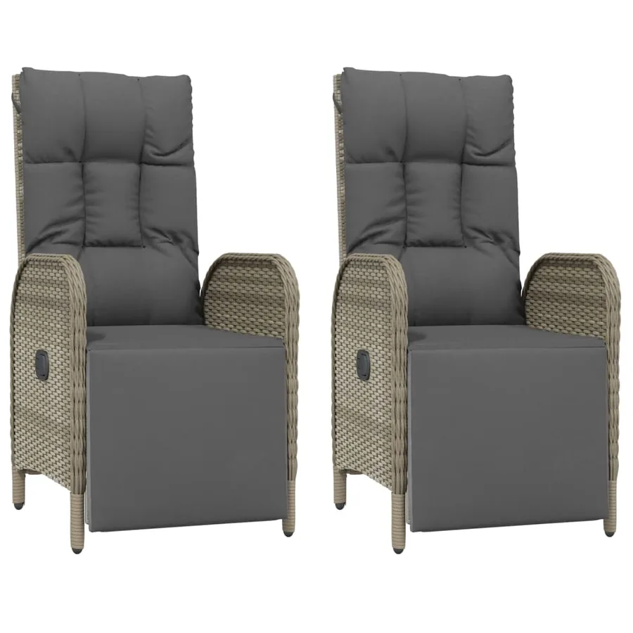 Ensemble à manger jardin et coussins 7 pcs gris rotin - 5