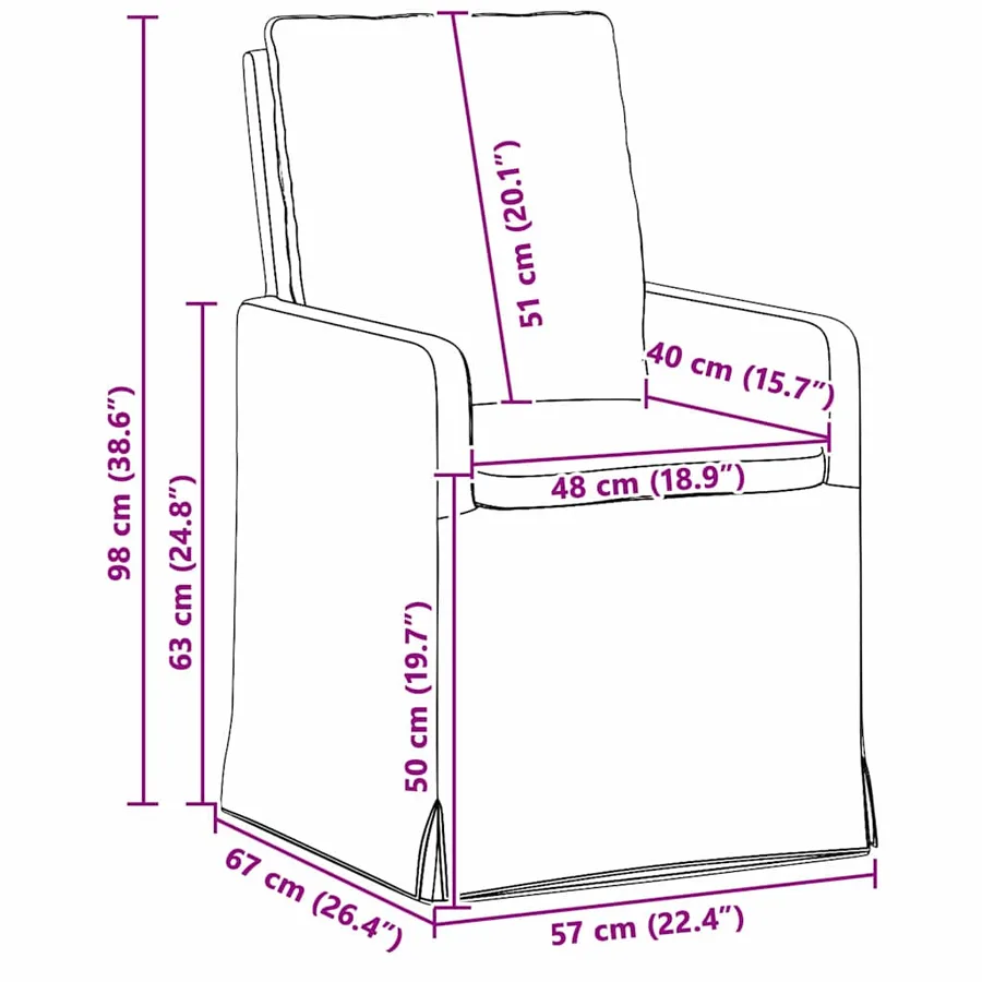 Chaises de salle à manger 2 pcs Beige 57 x 67 x 98 cm Lin - 11
