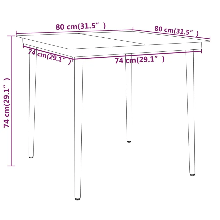 Ensemble à manger de jardin 3 pcs Noir - 7