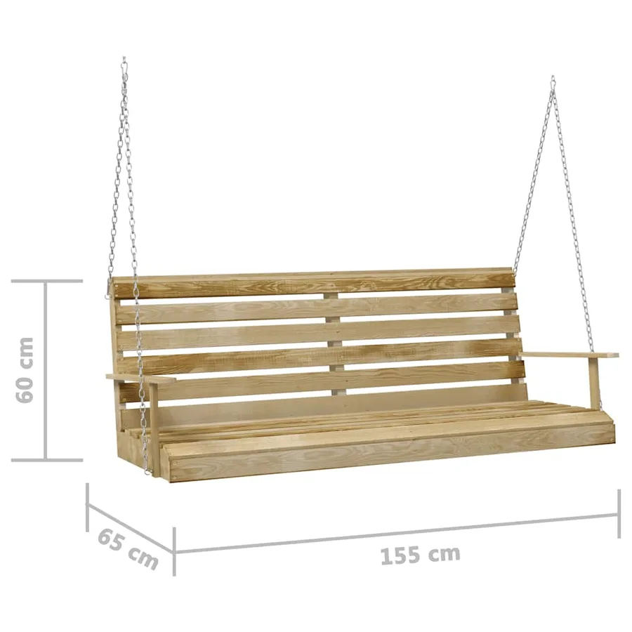 Balancelle Bois de pin imprégné 155x65x60 cm - 6