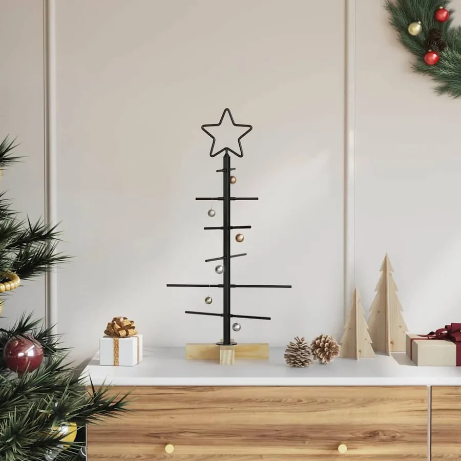 Arbre de Noël en métal Noir 59,5 cm Acier peint par poudre