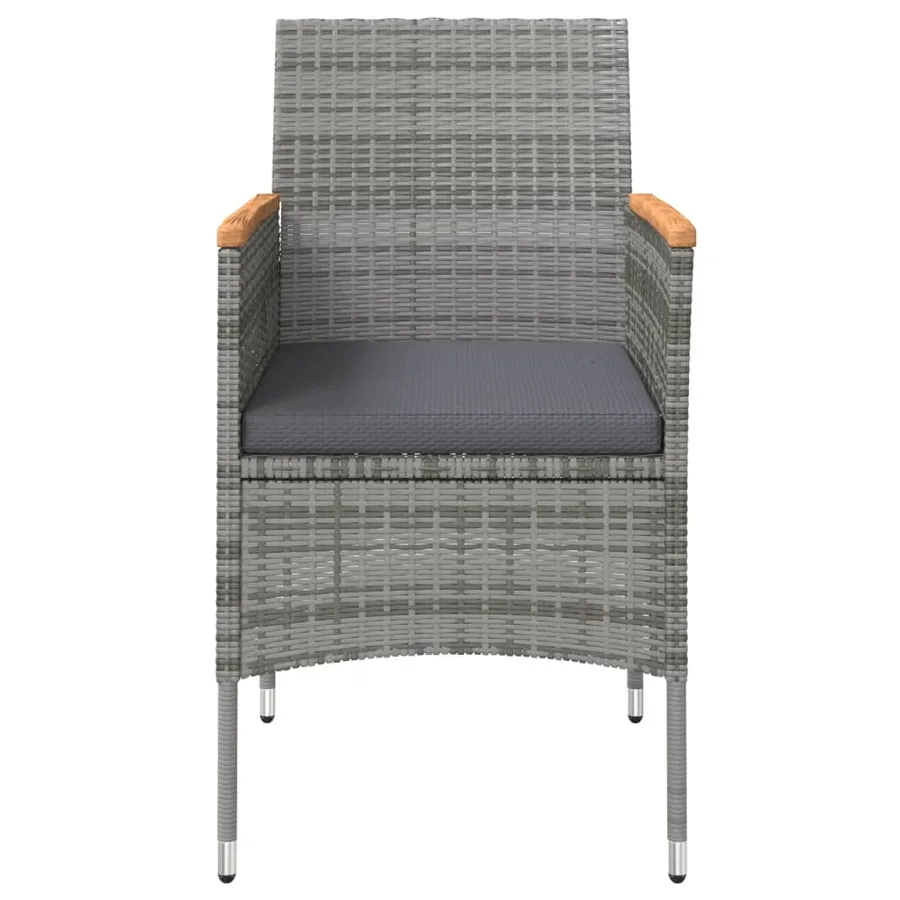 Ensemble à manger de jardin et coussins 3 pcs Gris et noir - 4