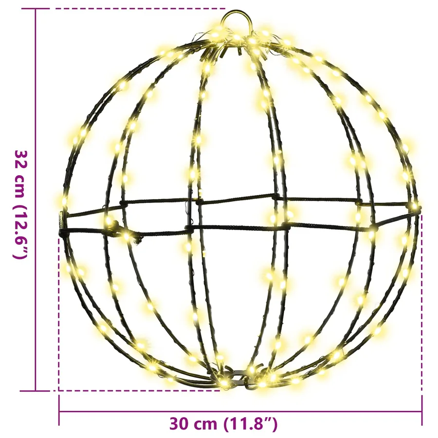 Boule avec 192 LED 2 pcs Blanc chaud 30 x 30 x 32 cm Métal - 10