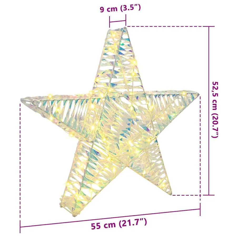 Étoile en 3D avec 50 LED Blanc chaud 55 x 52.5 x 9 cm PET - 8