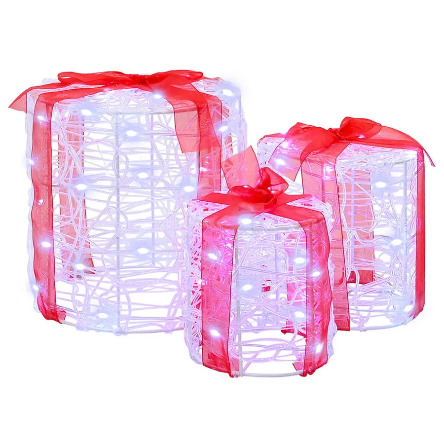 Décoration de boîte cadeau 3 pcs Blanc froid 20 x 20 x 21 cm - 2