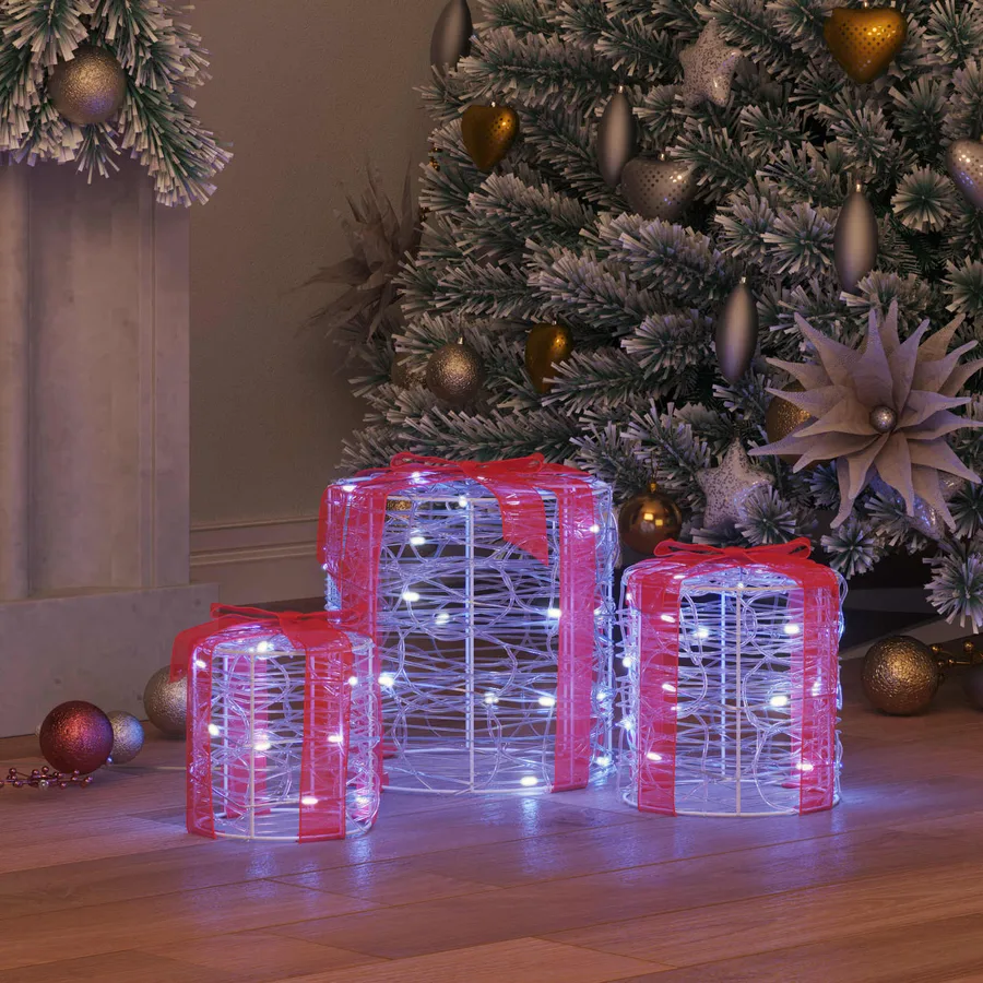 Décoration de boîte cadeau 3 pcs Blanc froid 20 x 20 x 21 cm - 3