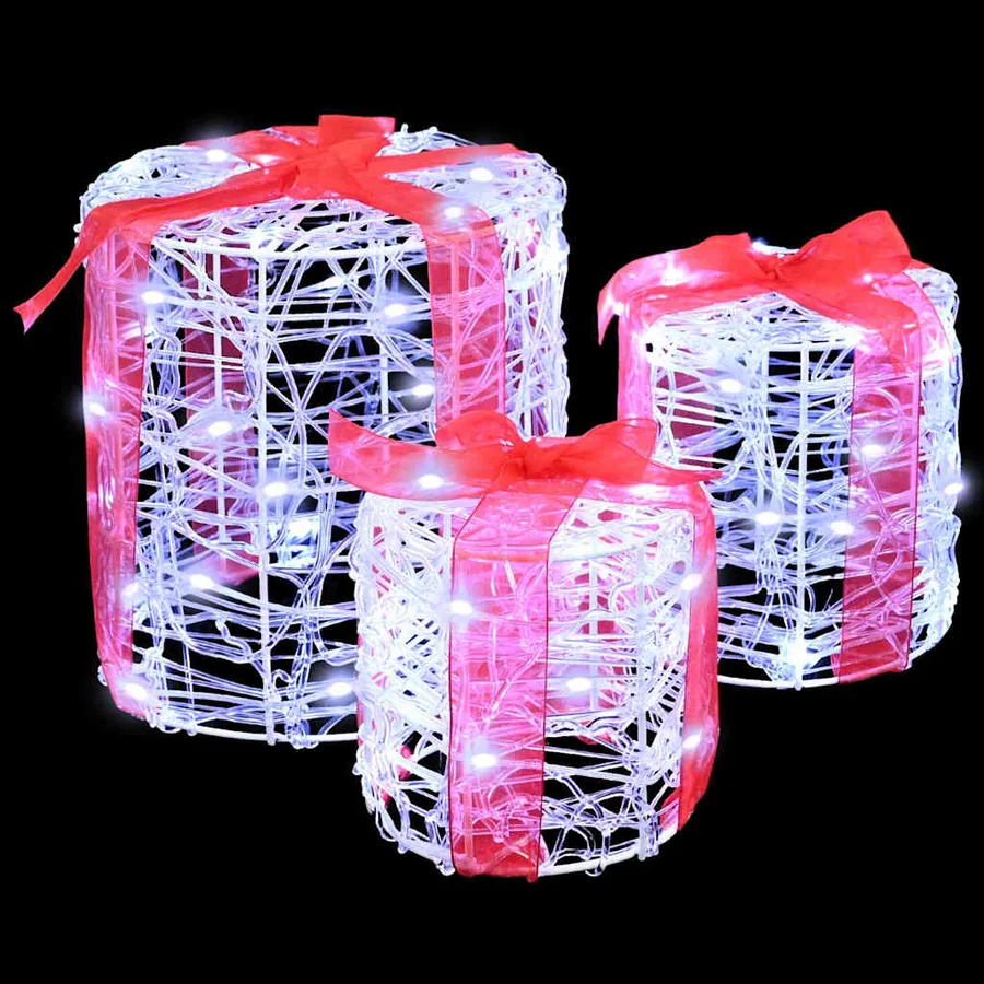 Décoration de boîte cadeau 3 pcs Blanc froid 20 x 20 x 21 cm - 5