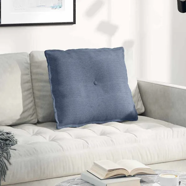 Coussin de Dos Bleu 60 x 50 cm Tissu en velours côtelé