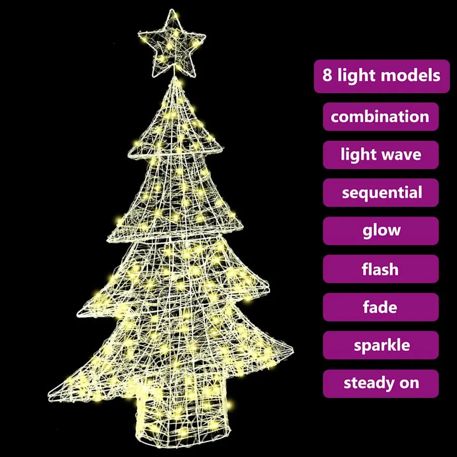 Sapin de Noël avec 100 LED Blanc chaud 120 cm Acrylique - 9