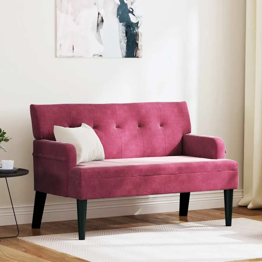 Banc Chesterfield Bordeaux 112 x 65,5 x 75 cm Velours