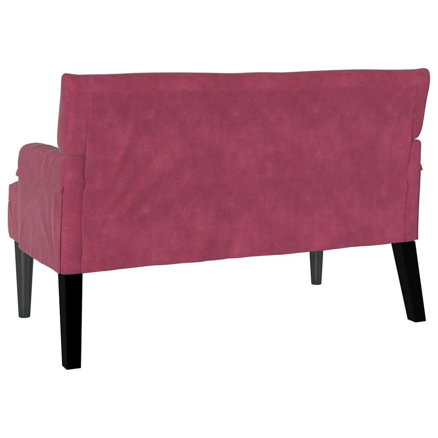 Banc Chesterfield Bordeaux 112 x 65,5 x 75 cm Velours - 6