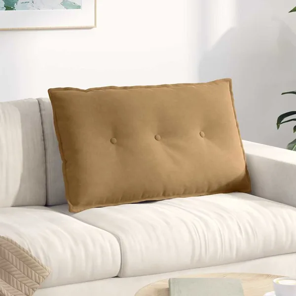 Coussin de Dos Marron 80 x 50 cm Tissu en velours côtelé
