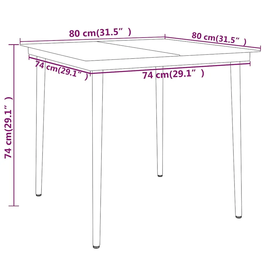Ensemble à manger de jardin 3 pcs Noir - 8