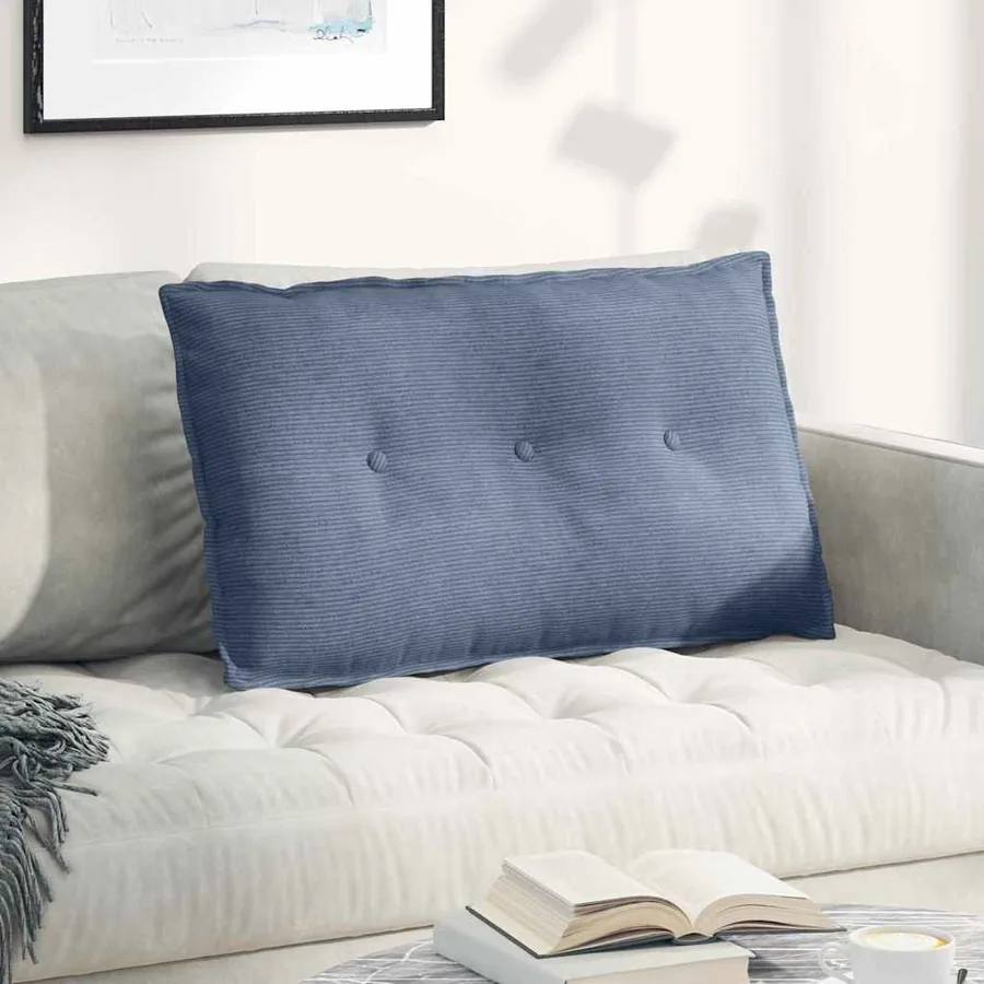 Coussin de Dos Bleu 80 x 50 cm Tissu en velours côtelé