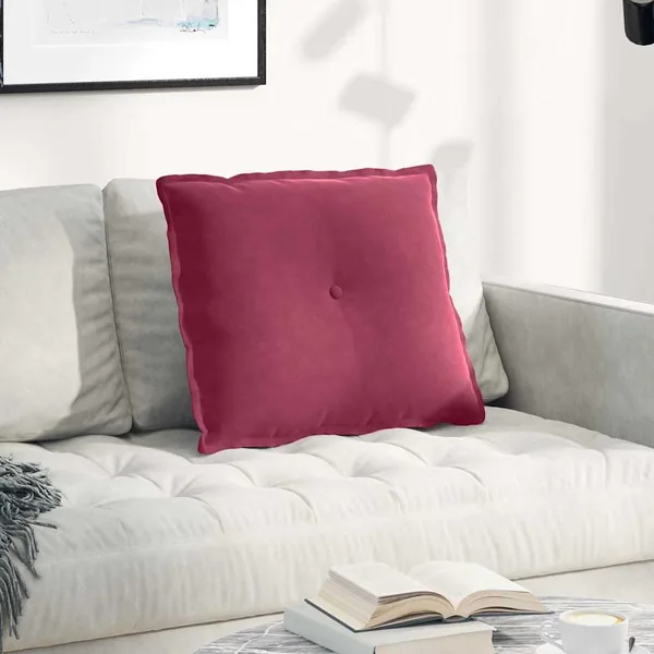Coussin de Dos Bordeaux 60 x 50 cm Tissu en velours côtelé