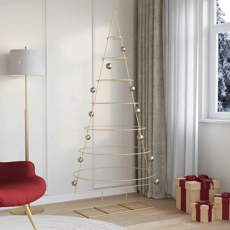 Arbre de Noël en métal Doré 209 cm Acier peint par poudre