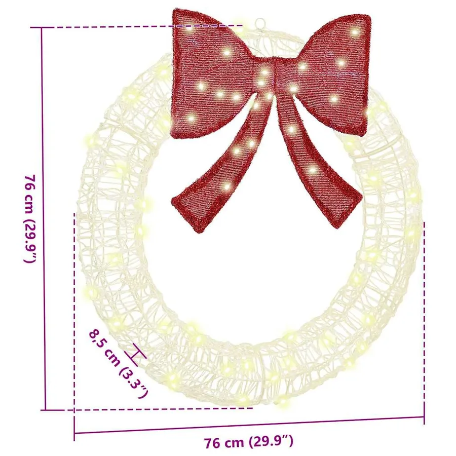Couronne avec 60 LED Blanc chaud 76 x 76 x 8,5 cm Acrylique - 9