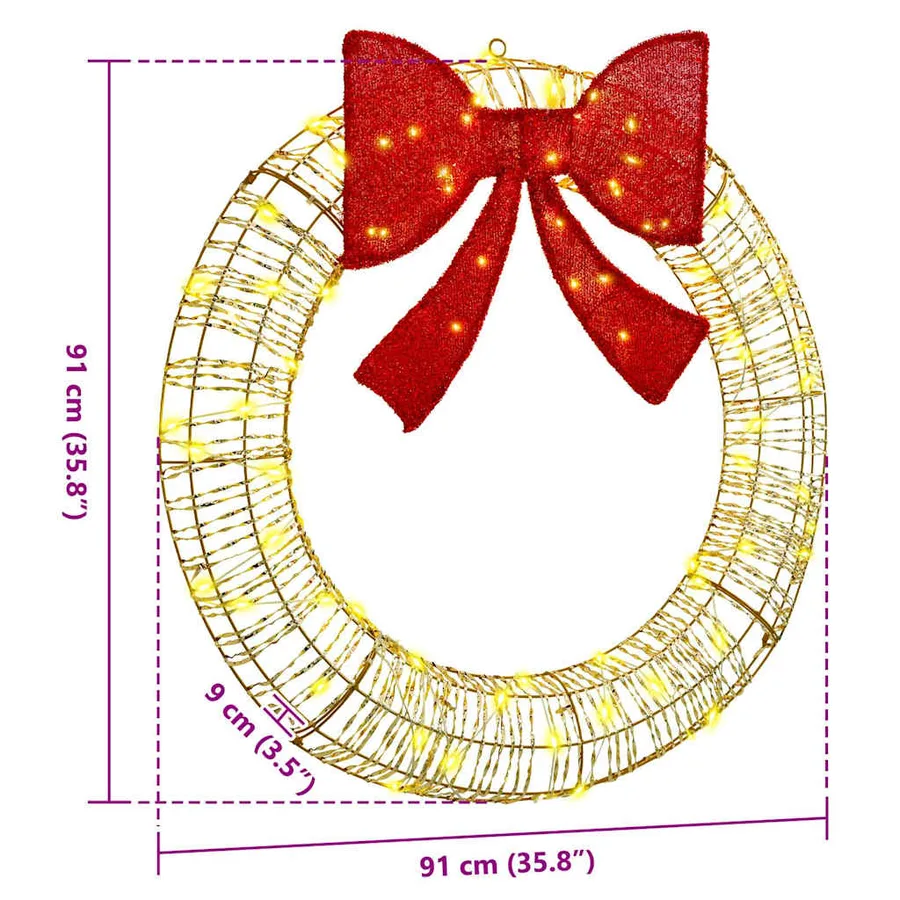 Couronne avec 80 LED Blanc chaud 91 x 91 x 9 cm PET - 8