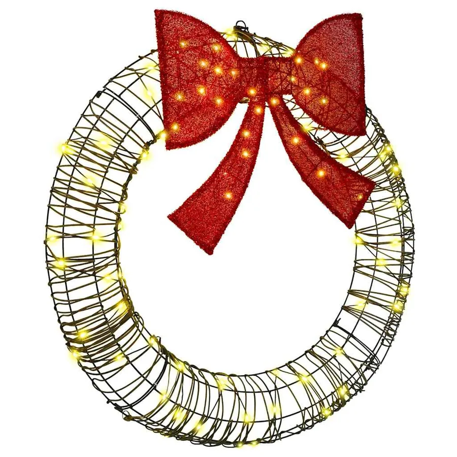 Couronne avec 80 LED Blanc chaud 90 x 90 x 9 cm Rotin - 2
