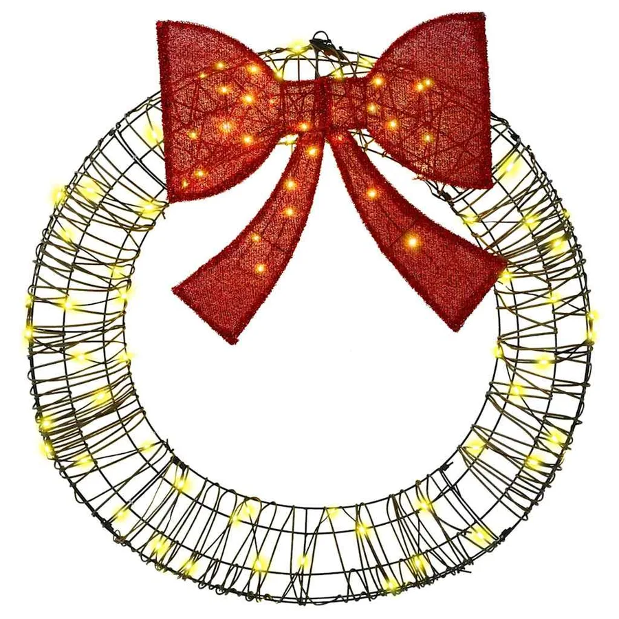 Couronne avec 80 LED Blanc chaud 90 x 90 x 9 cm Rotin - 4