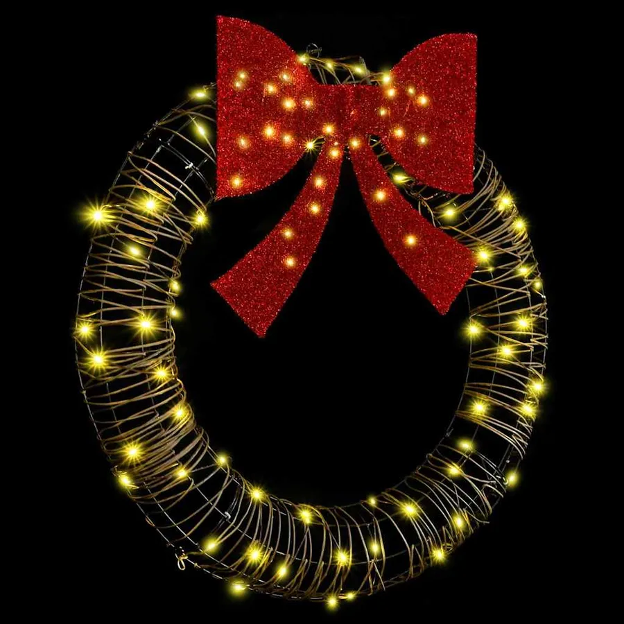 Couronne avec 80 LED Blanc chaud 90 x 90 x 9 cm Rotin - 5