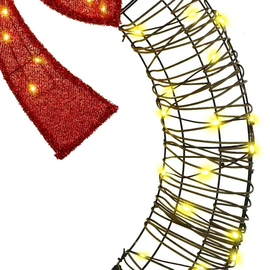 Couronne avec 80 LED Blanc chaud 90 x 90 x 9 cm Rotin - 6