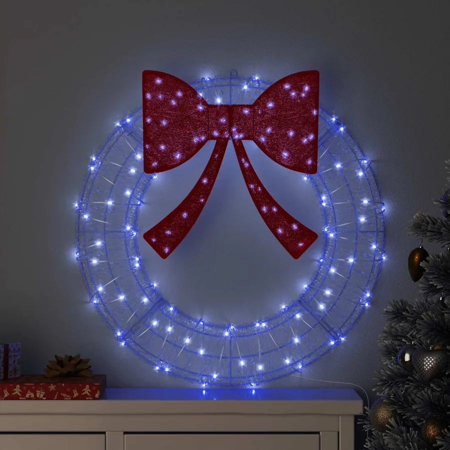 Couronne avec 60 LED Bleu 76 x 76 x 8,5 cm Acrylique
