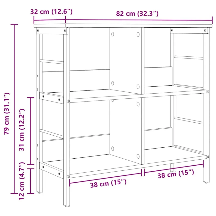 Étagère Chêne Sonoma 82 x 32 x 79 cm Bois d'ingénierie - 11