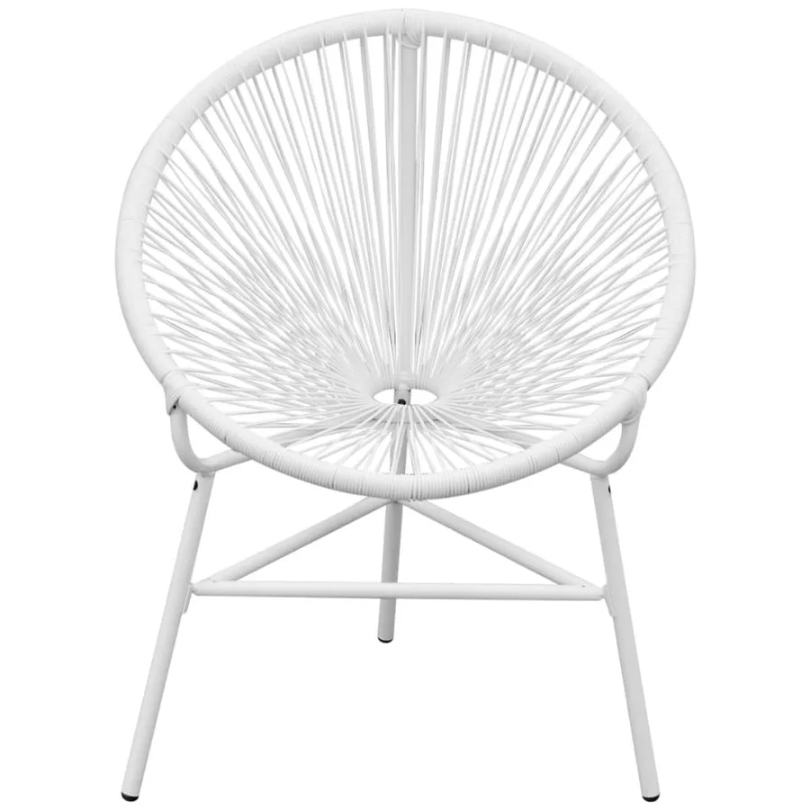 Chaise de jardin en corde forme de lune résine tressée blanc - 2