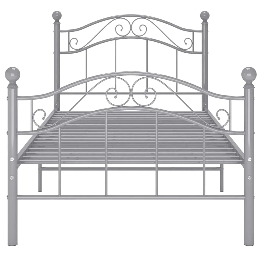Cadre de lit sans matelas gris métal 90x200 cm - 3
