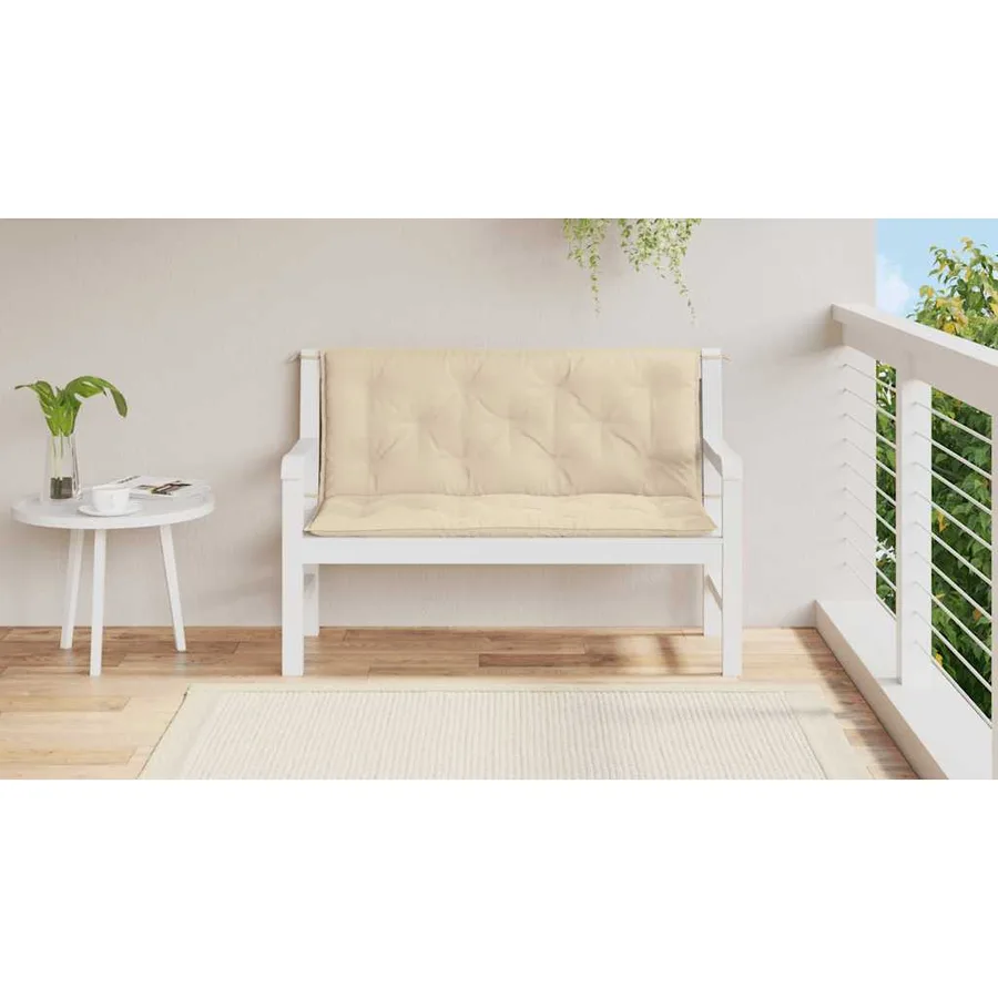 Coussin de banc de jardin beige 120x(50+50)x7 cm tissu oxford - 3