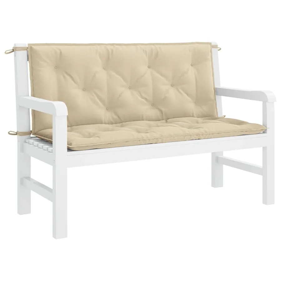 Coussin de banc de jardin beige 120x(50+50)x7 cm tissu oxford - 4