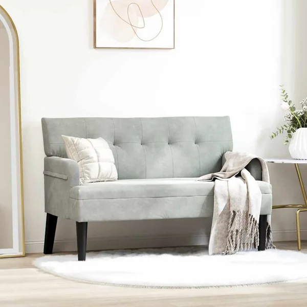 Banc Chesterfield Gris clair 112 x 65,5 x 75 cm Velours