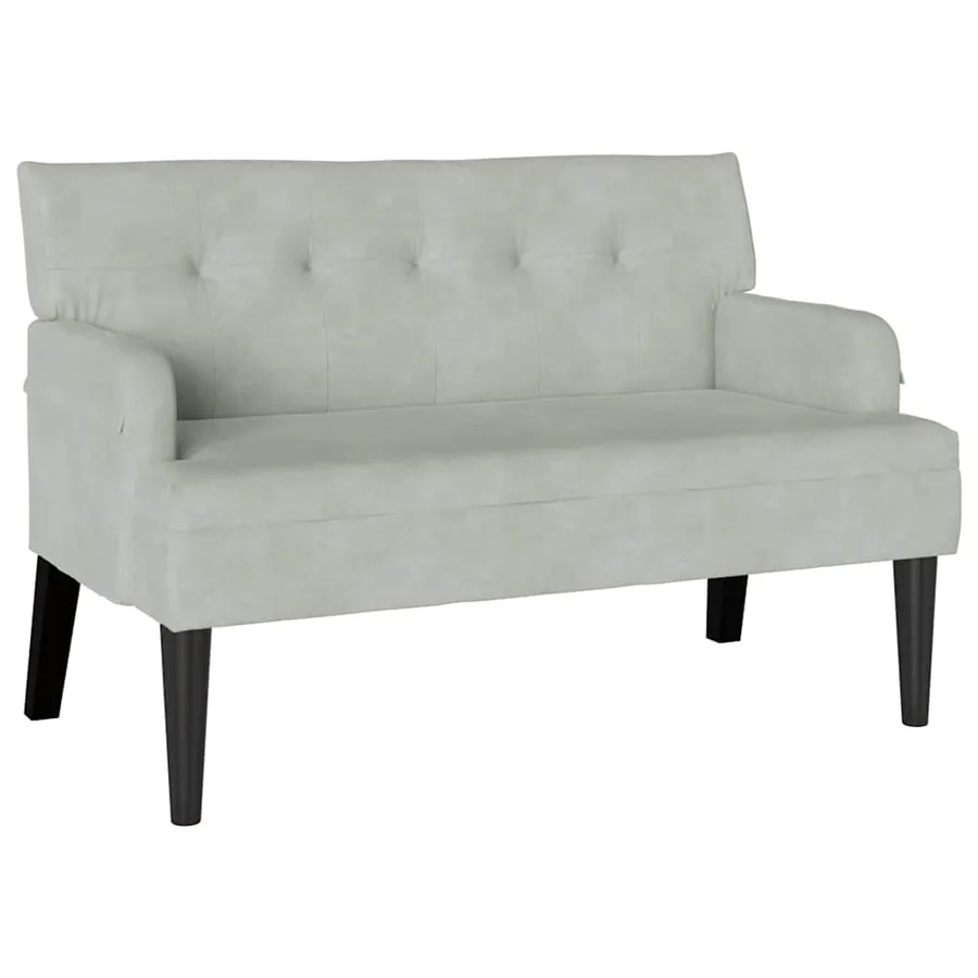 Banc Chesterfield Gris clair 112 x 65,5 x 75 cm Velours - 2