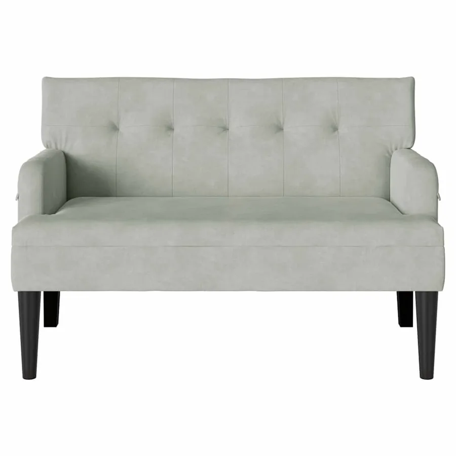 Banc Chesterfield Gris clair 112 x 65,5 x 75 cm Velours - 4