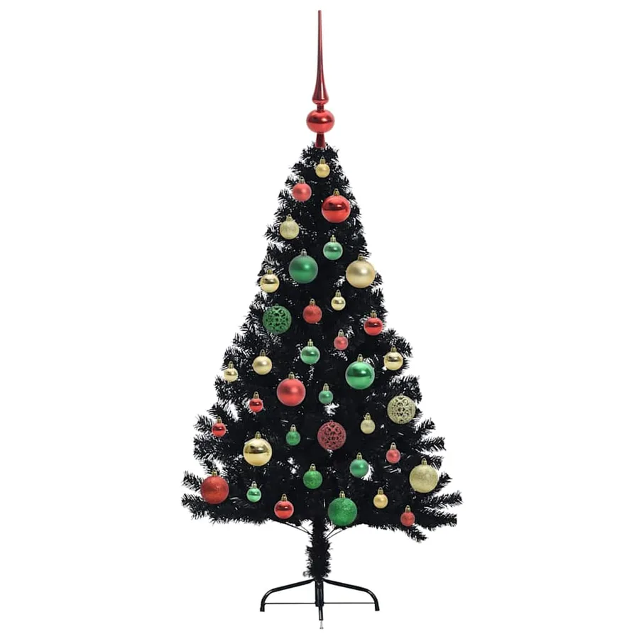 Sapin de Noël artificiel pré-éclairé Noir 120 cm PVC - 6