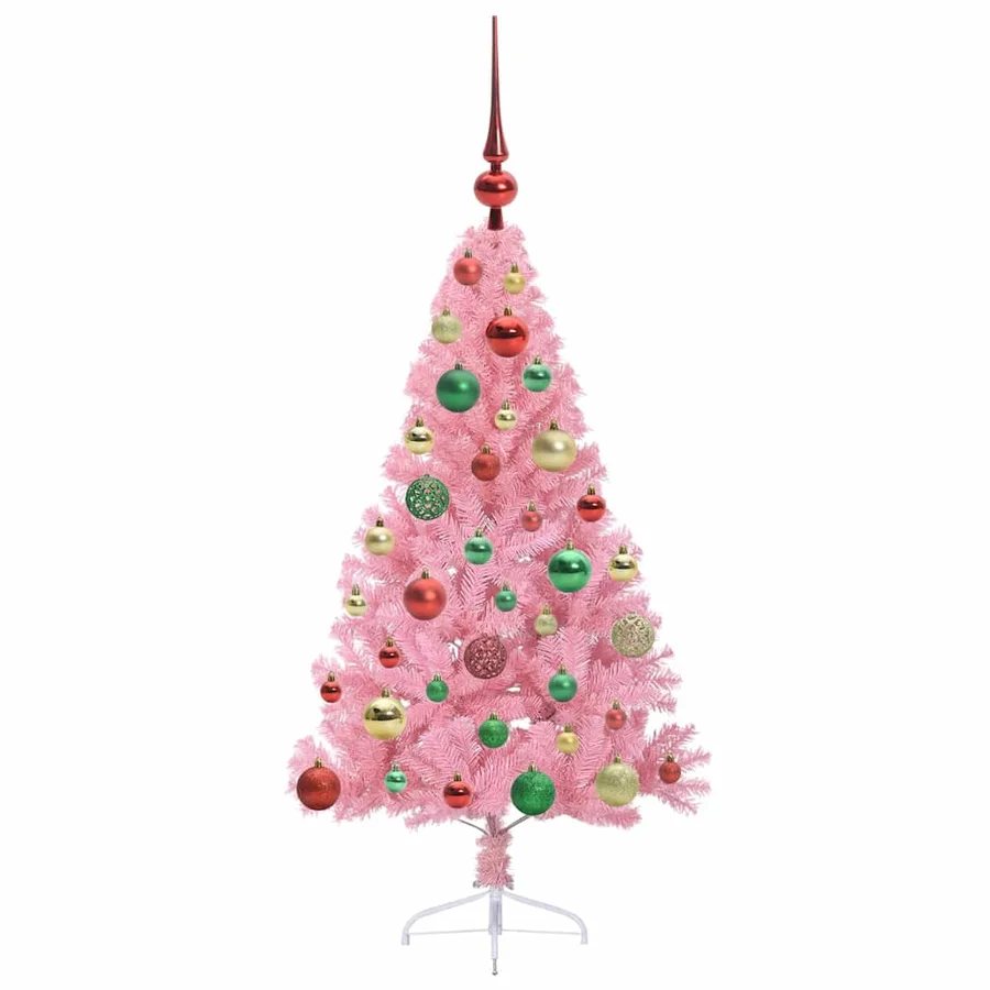Sapin de Noël artificiel pré-éclairé Rose 120 cm PVC - 6