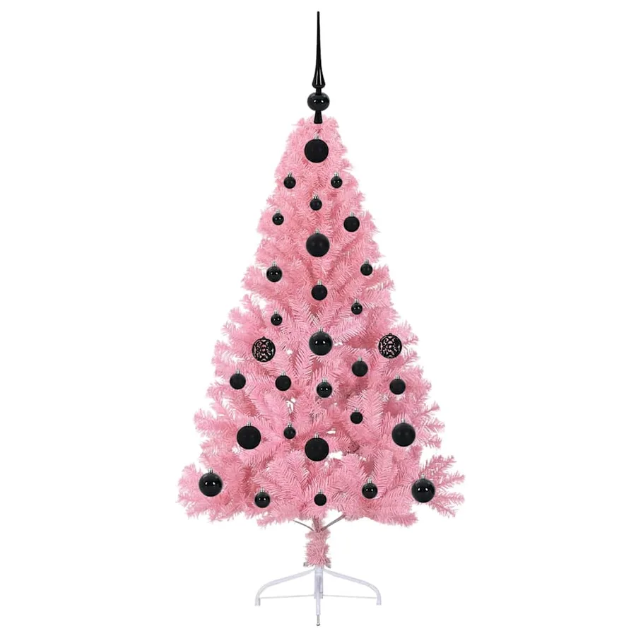 Sapin de Noël artificiel pré-éclairé Rose 120 cm PVC - 4