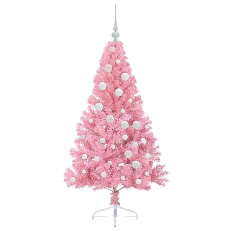 Sapin de Noël artificiel pré-éclairé Rose 120 cm PVC - 4