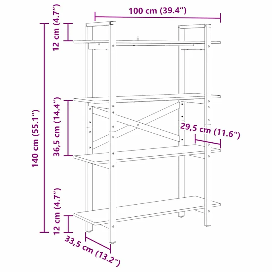 Étagère Chêne Sonoma 100 x 33,5 x 140 cm Bois d'ingénierie - 11