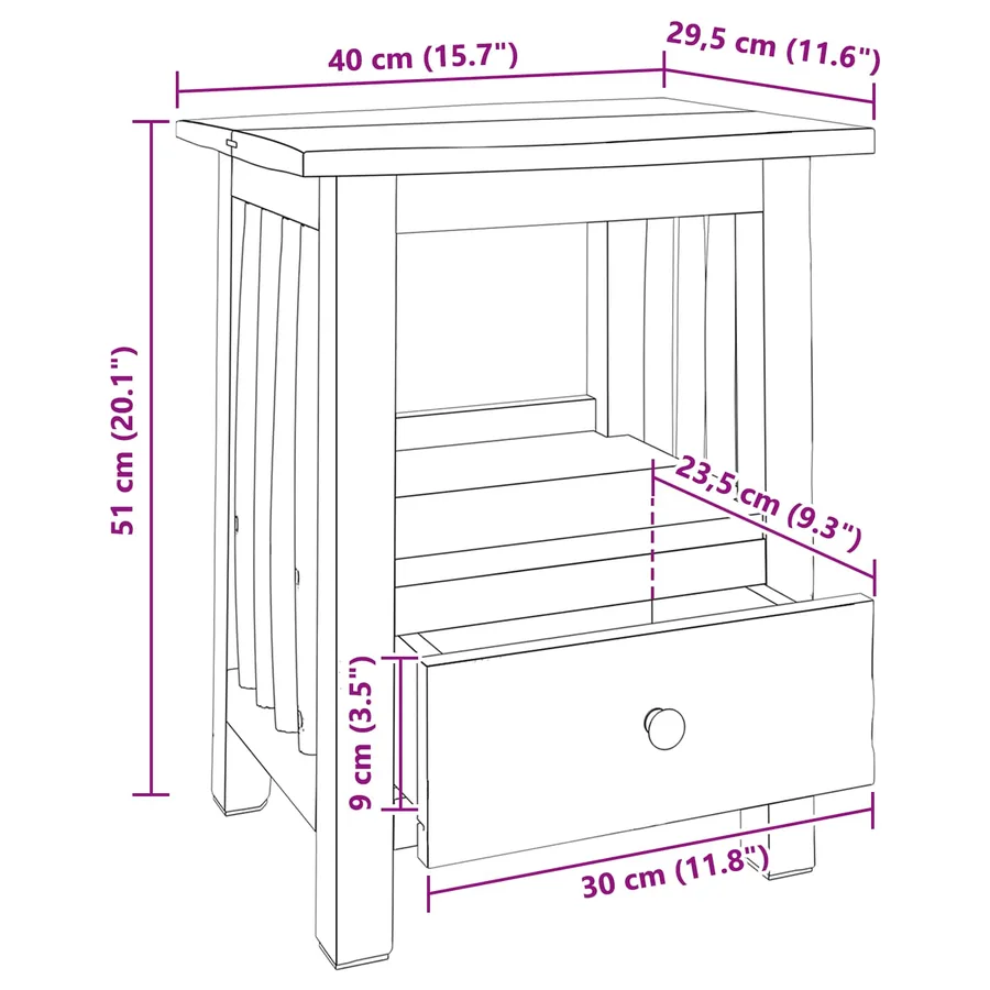 Table de chevet Marron 30 x 30 x 47 cm Bois Recyclé Solide - 13