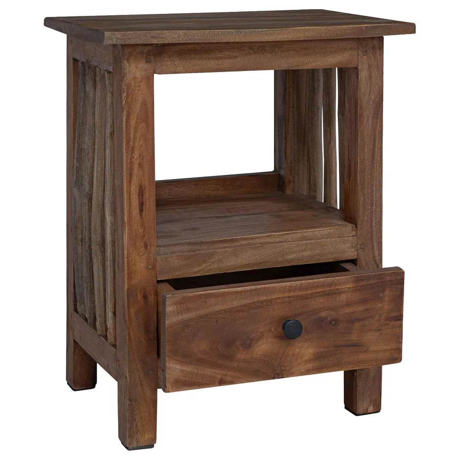 Table de chevet Marron 30 x 30 x 47 cm Bois Recyclé Solide - 4