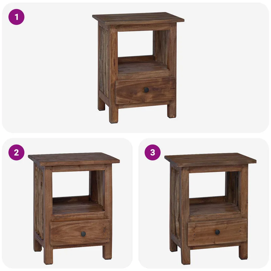 Table de chevet Marron 30 x 30 x 47 cm Bois Recyclé Solide - 5