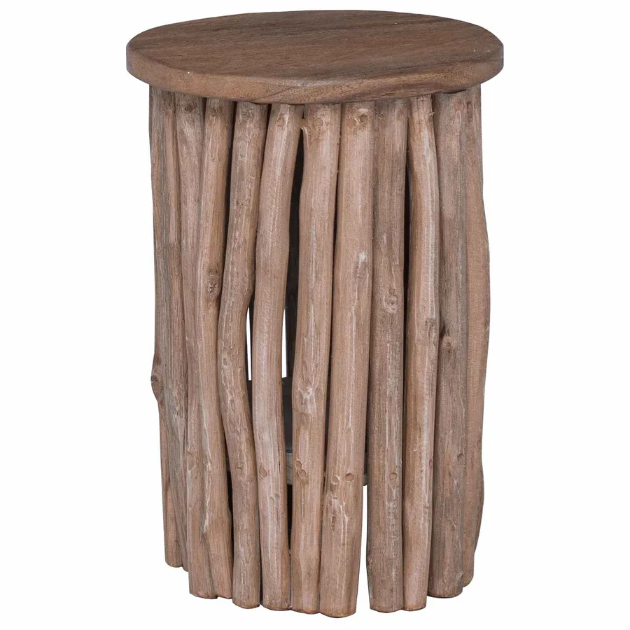 Tabouret Naturel 30 x 30 x 45 cm Bois de teck massif - 2