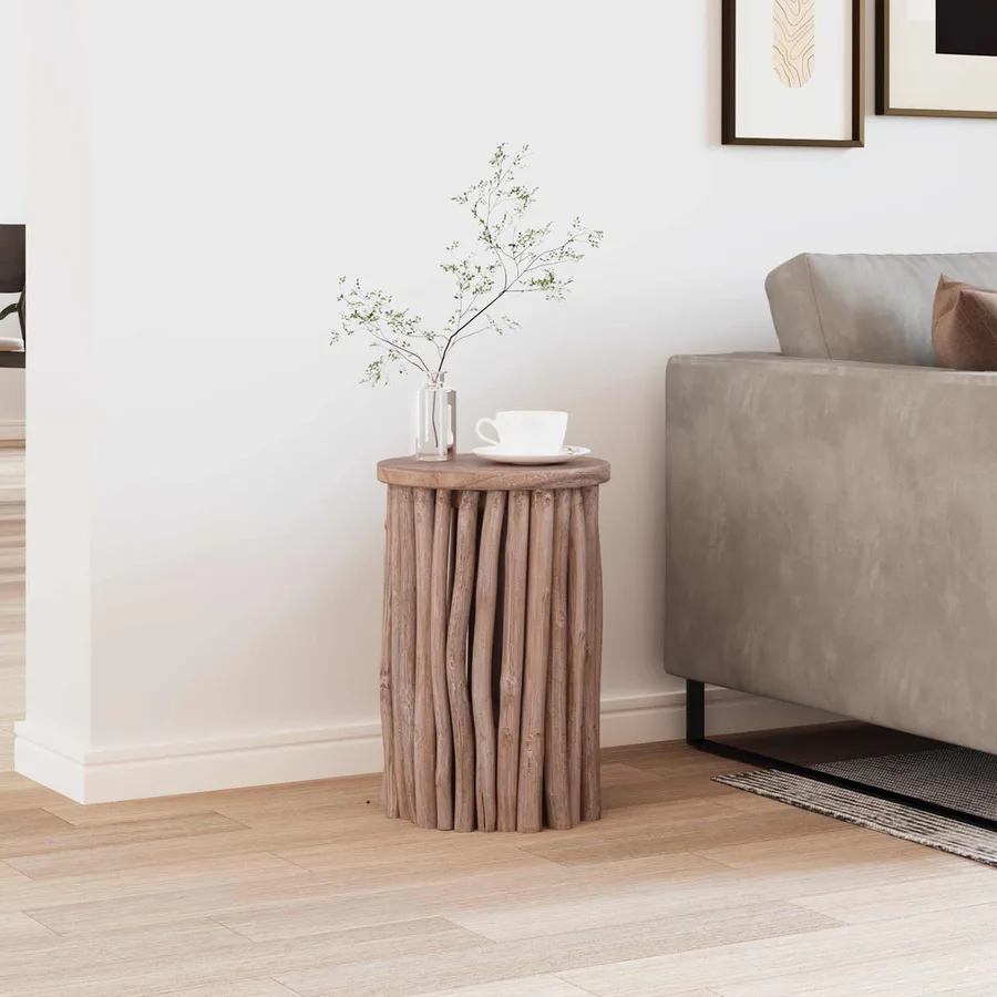 Tabouret Naturel 30 x 30 x 45 cm Bois de teck massif - 3