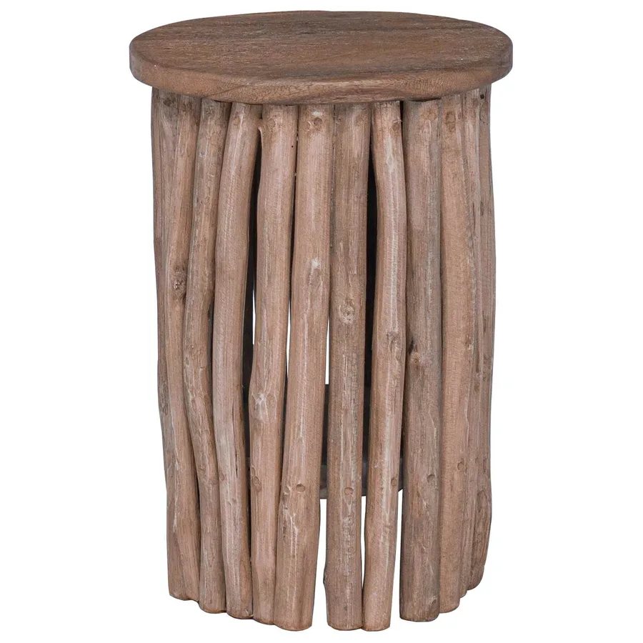 Tabouret Naturel 30 x 30 x 45 cm Bois de teck massif - 4
