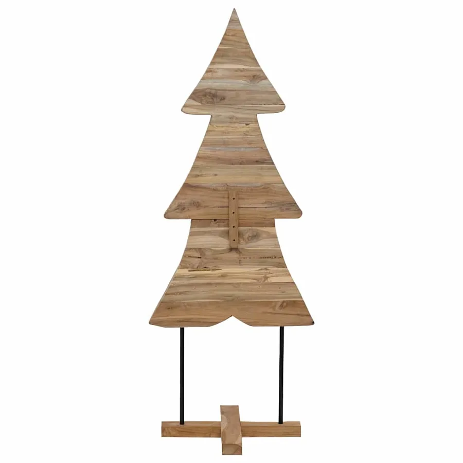 Sapin de Noël avec support Marron 151 cm Bois de teck solide - 6